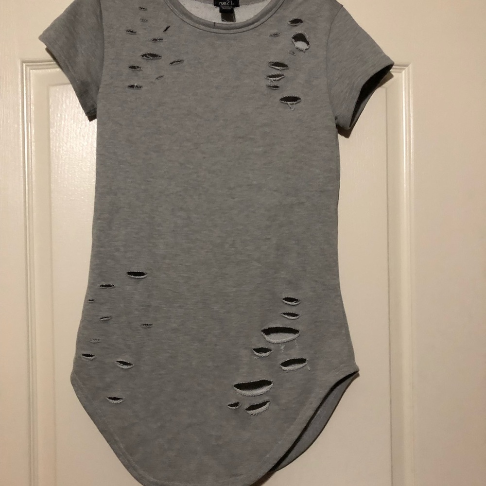 Selling Rue 21 Gray Ripped Shirt